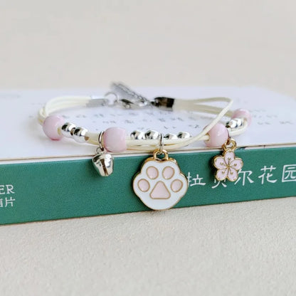 Luckacco Korean Rabbit Flower Rope Bracelet for Women Girls Fashion Woven String Bell Heart Airplane Beads Friendship Party Jewelry Gifts