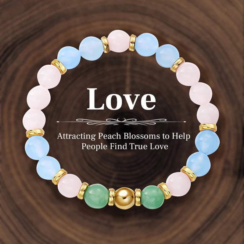 luckacco 8mm natural stone beaded bracelet for women lucky attract love wealth good luck colorful bracelet jewelry birthday gift