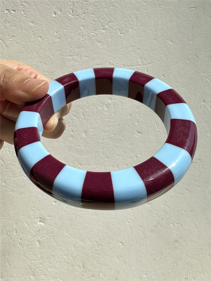 Luckacco Color-Blocked Striped Resin Bracelet Minimalist Dopamine-Hunting Girl Color Palette Stylish Charm Women's Layered Jewelry