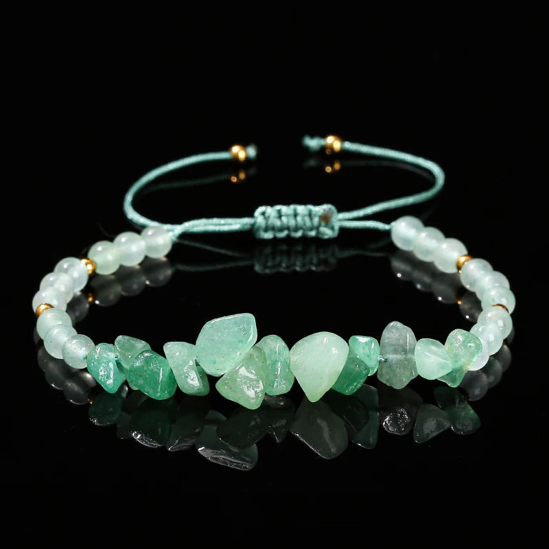 luckacco change better natural stone amethyst gravel chip bead adjustable braided bracelet women men small round bead strand healing gift