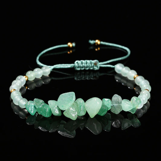 Luckacco Change Better Natural Stone Amethyst Gravel Chip Bead Adjustable Braided Bracelet Women Men Small Round Bead Strand Healing Gift