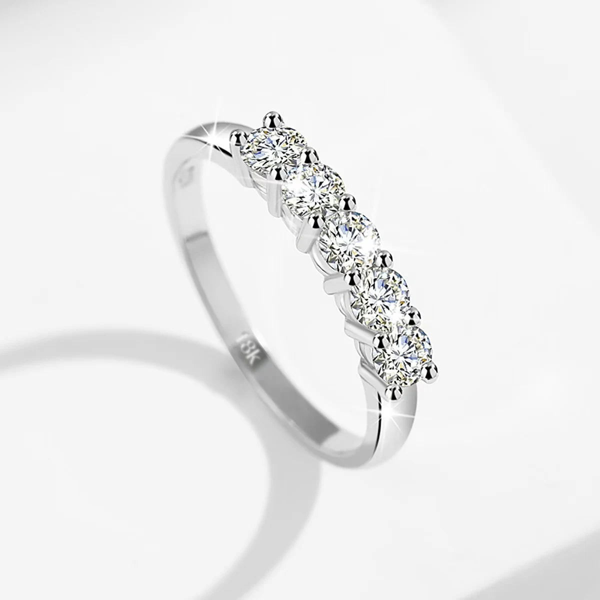 luckacco with certficate 18k solid rose gold ring for women 5 stone au 750 luxury wedding band jewelry with stamp trendy engagement gift