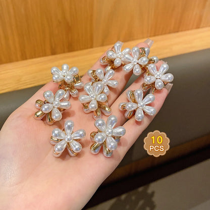 Luckacco 10 alloy rhinestone hair clips, fashionable small grab hair accessories