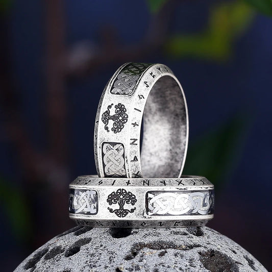 Luckacco Valentine's day Gift Nordic Viking Tree Of life Rings For Men Stainless Steele Vintage Celtic Knot Ring Amulet Jewelry