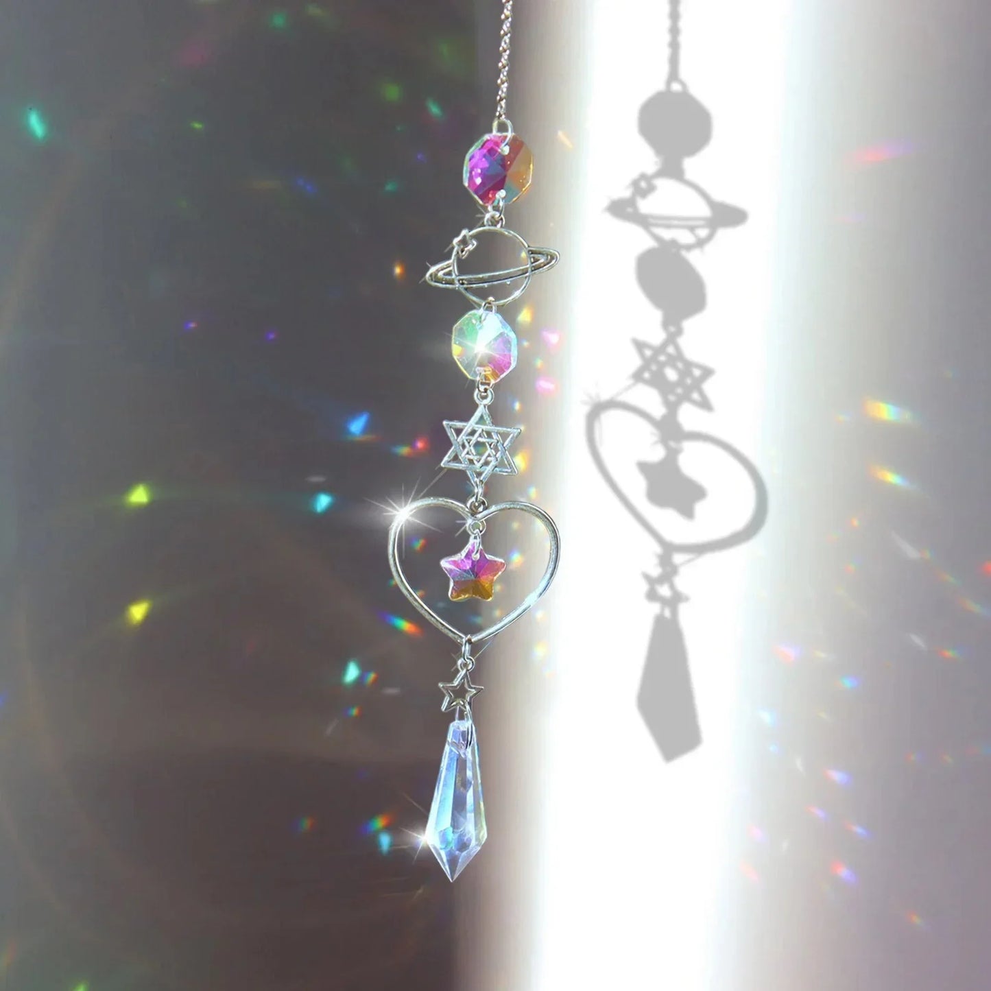 luckacco crystal wind chime rainbow maker sun catcher dream catcher pendant home garden decor wind chime, holiday, festival, home decor,