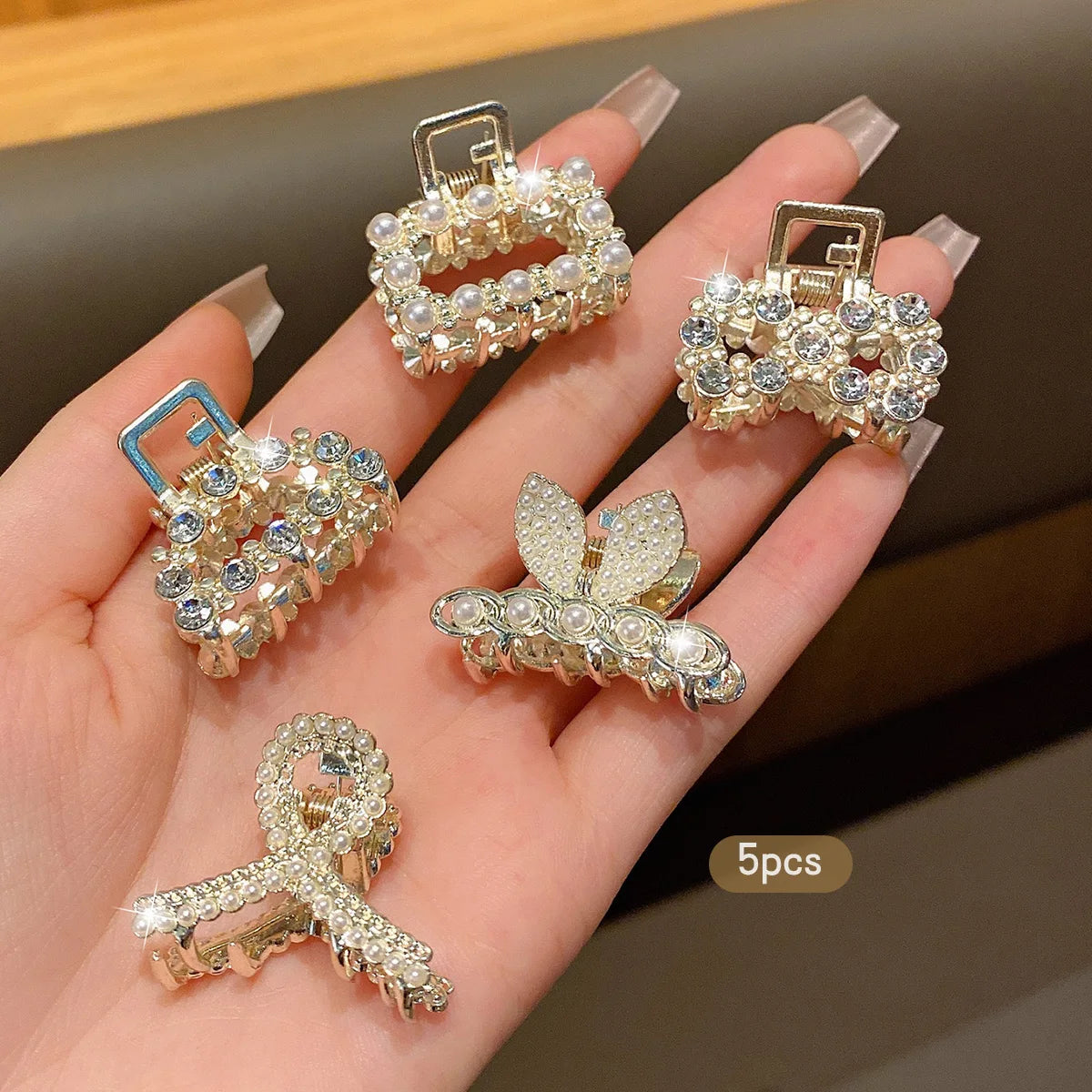 luckacco 10 alloy rhinestone hair clips, fashionable small grab hair accessories