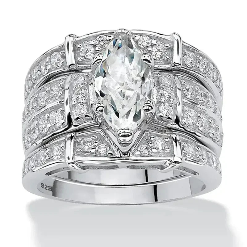 luckacco luxury marquis cut droplet ring women's gorgeous anniversary party jewelry noble  fashion engagement ceremony accessories