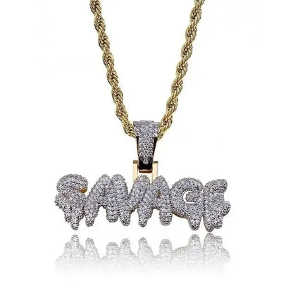 Luckacco Hip Hop Ice Out Zircon Letter Otf Letter Pendant Necklace for Men and Women Fashion Rock Party Jewelry Gift