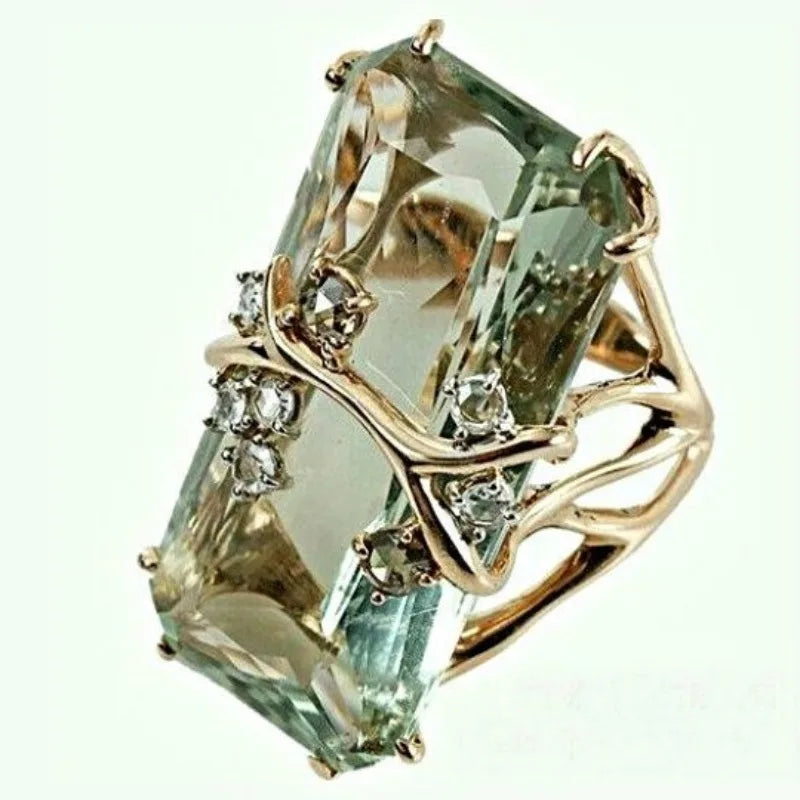luckacco stunning silver plated cocktail ring with large square zircon - perfect for daily outfits and parties