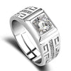Luckacco Charm Silver Color Rings for Men Shining Crystal Adjustable Size Fashion Gifts Engagement Wedding High Quality Jewelry