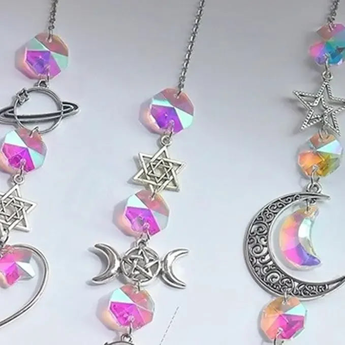 luckacco crystal wind chime rainbow maker sun catcher dream catcher pendant home garden decor wind chime, holiday, festival, home decor,