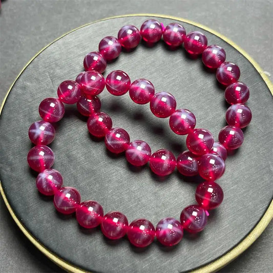 Luckacco Natural Starligh Ruby Gemstone Bracelet Handmade Crystal Jewelry Stretch Children Birthday Gift 1PCS 6/8/10MM