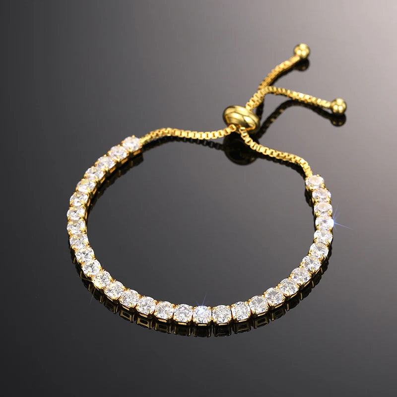 luckacco daily picks adjustable draw bracelet for women full bling crystal cubic zirconia exquisite female hand accessories statement jewelry