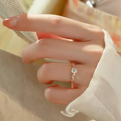Luckacco Creative Luxury Zircon Rings For Women Opening Adjustable Weave Rhinestone Ring Korean Engagement Wedding Jewelry Fashion
