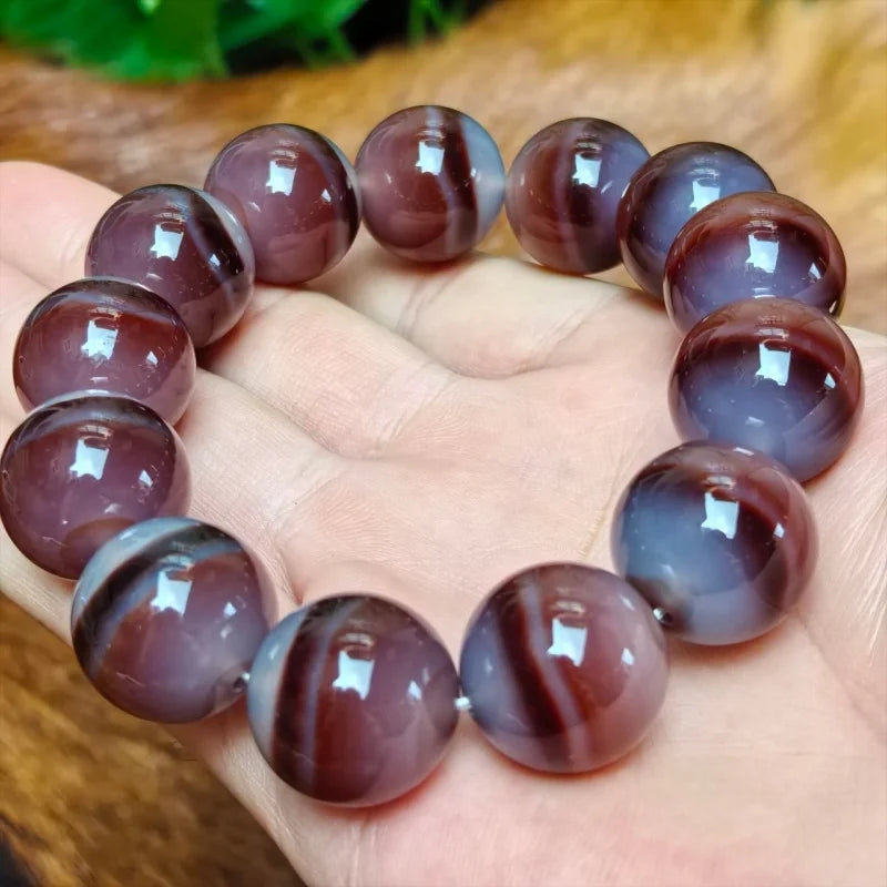 luckacco 17mm round with high-quality cinnabar material bead natural thread shaped pharmacist agate dzi beads bracelet