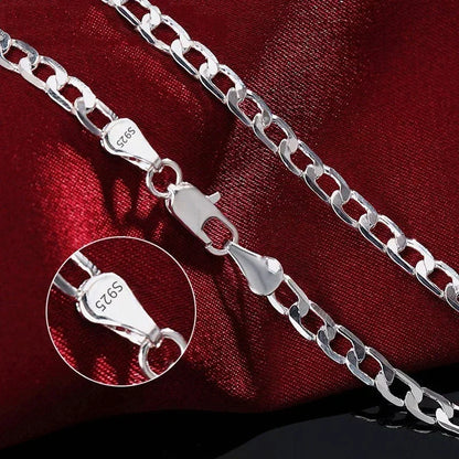 Luckacco  Men's 925 Sterling Silver Necklace 2/4/6/8/10/12MM 40-75cm Chain Lobster Clasp Man Boy Women Engagement Jewelry