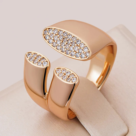 Luckacco Kinel Terndy Natural Zircon 585 Rose Gold Color Geometric Ring For Women Girls Party Fine Jewelry Christmas Gift