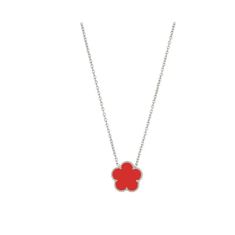 luckacco 14k gold plated five-leaf clover link bracelets white black blue gold red green lucky bracelets jewelry gifts trendy for women