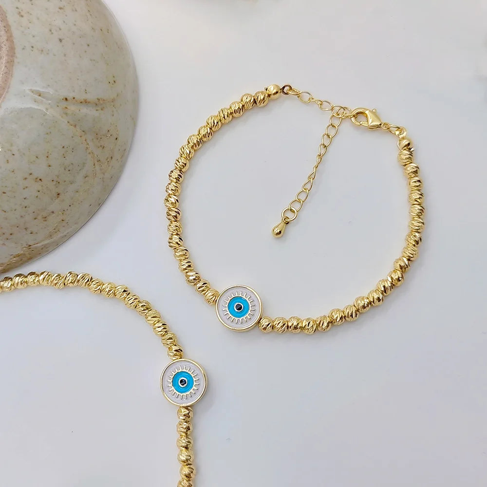 luckacco kkbead evil eye bracelet femme high quality gold plated beaded bracelet jewelry for women accessories gift pulseras mujer
