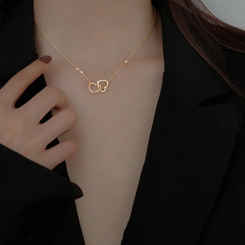 luckacco korean fashion pearl chain choker necklace for women girls 2022 trend jewelry heart pendant necklace bridal engagement