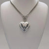 Luckacco Hip-hop Retro Silver Color Stainless Steel Bat Relief Stereo Heart Pendant Necklace for Women Men Fashion Rock Jewellery Gifts
