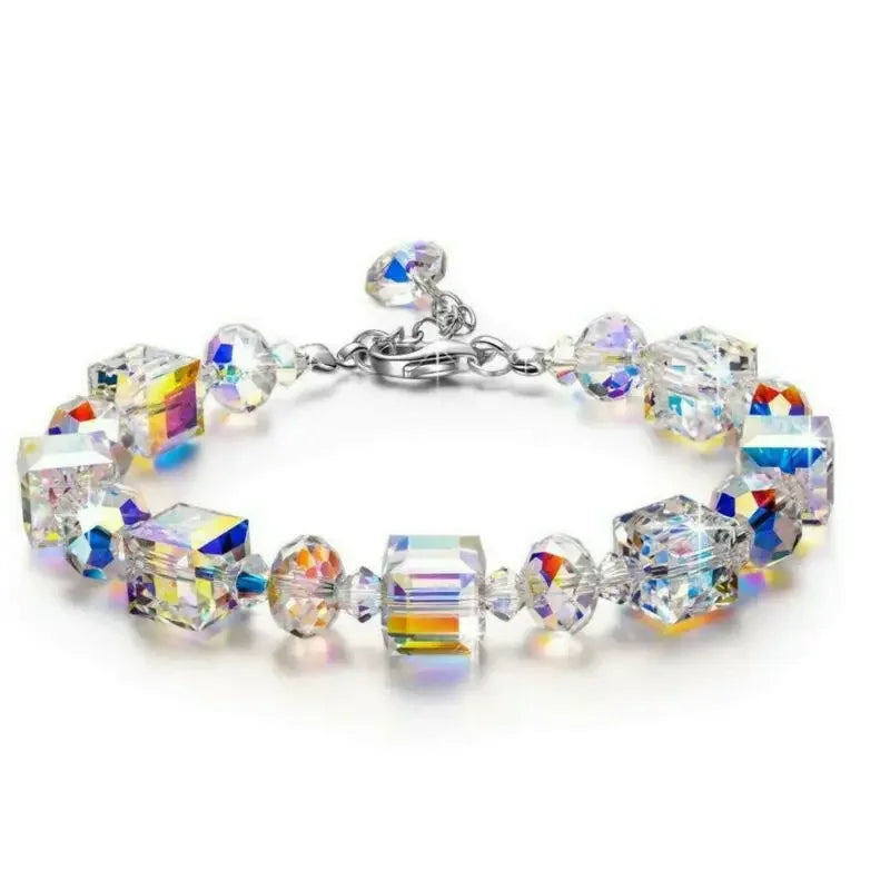 luckacco 2025 crystal rhinestone adjustable bracelet bangle wedding wristband bridal gift jewelry crystal bracelet gift for girlfriend