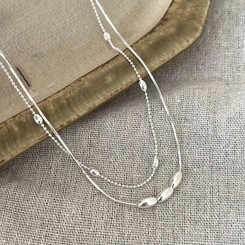 luckacco 925 sterling silver necklace simple style charm geometric shape pendant choker birthday party gift for women exquisite jewelry