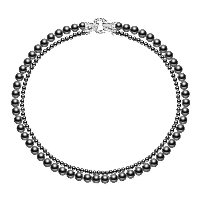 luckacco fashion aristocratic double-layer layered pearl necklace for women detachable vintag banquet jewelry collarbone chain
