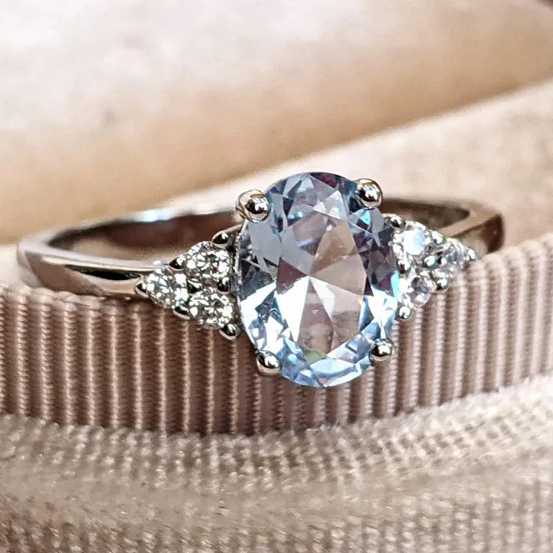 luckacco 925 sterling silver rings for woman luxury blue crystal female cubic zirconia women sterling 925 silver colorful zircon ring