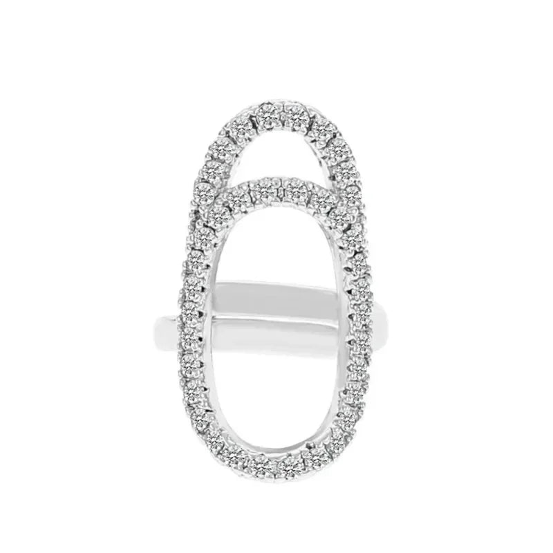 luckacco copper inlaid zircon nail ring manicure joint ring for women trend party jewelry fashion party jewelry accessories trendy