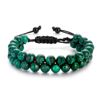 Luckacco Fashion Men Tiger Eye Natutal Stone Beaded Braided Bracelet Bangles Handmade Double Layer Lapis Lazuli Bracelets Hommes