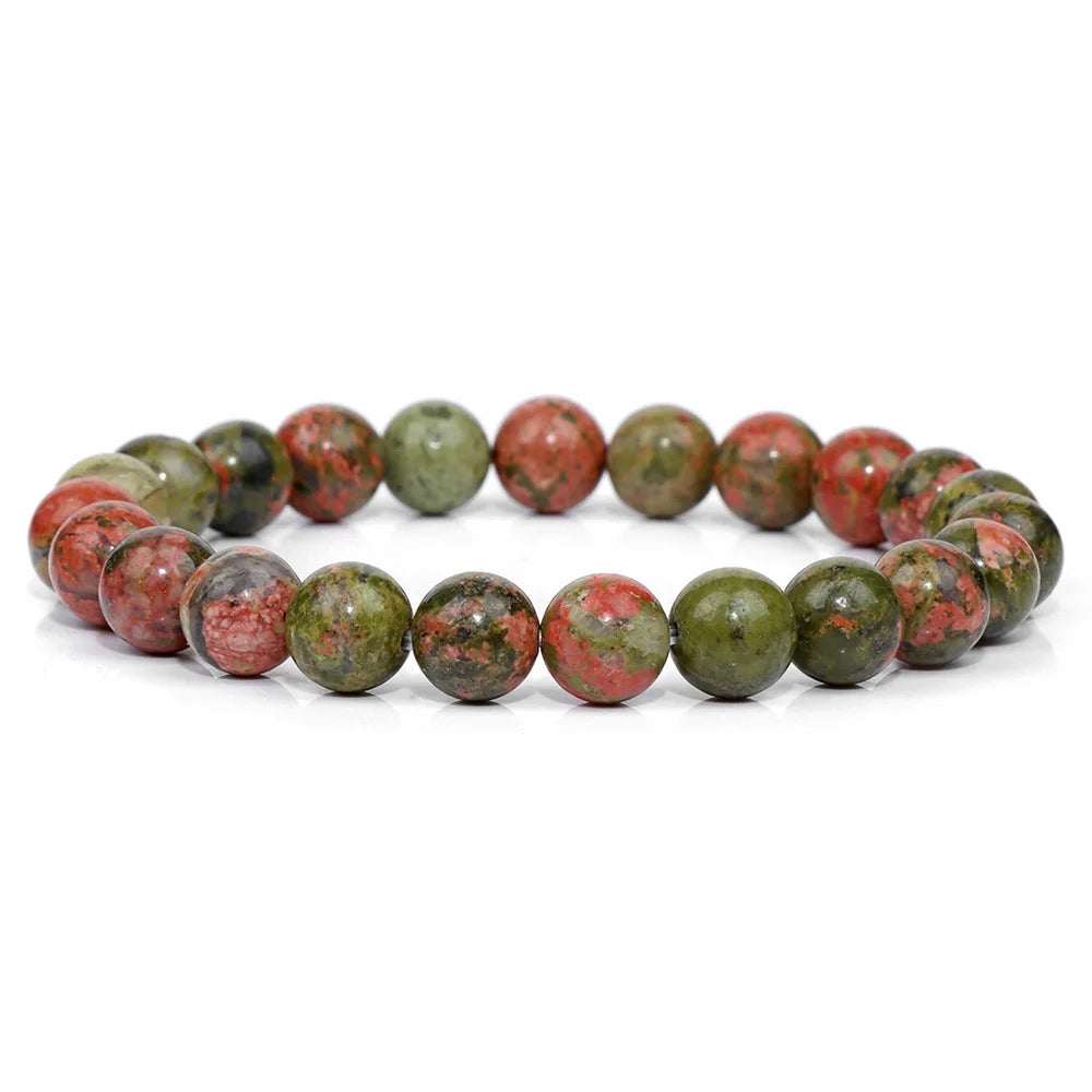 luckacco handmade natural stone african stone beads bracelet men yoga mala jewelry green moss agates beaded bracelet for women men