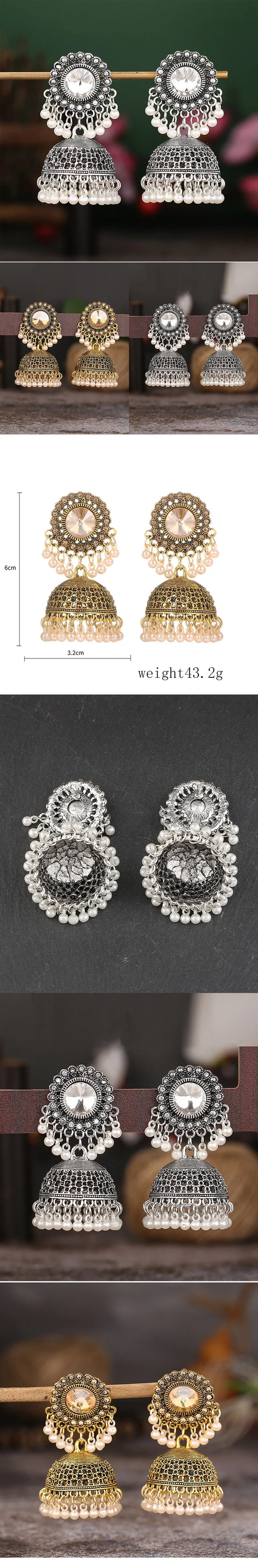 Luckacco Vintage Fashion Vintage Ethnic Earrings For Women Bijoux Simulated Pearl Beads Tassel Stud Earrings Jewellery Women Accessories