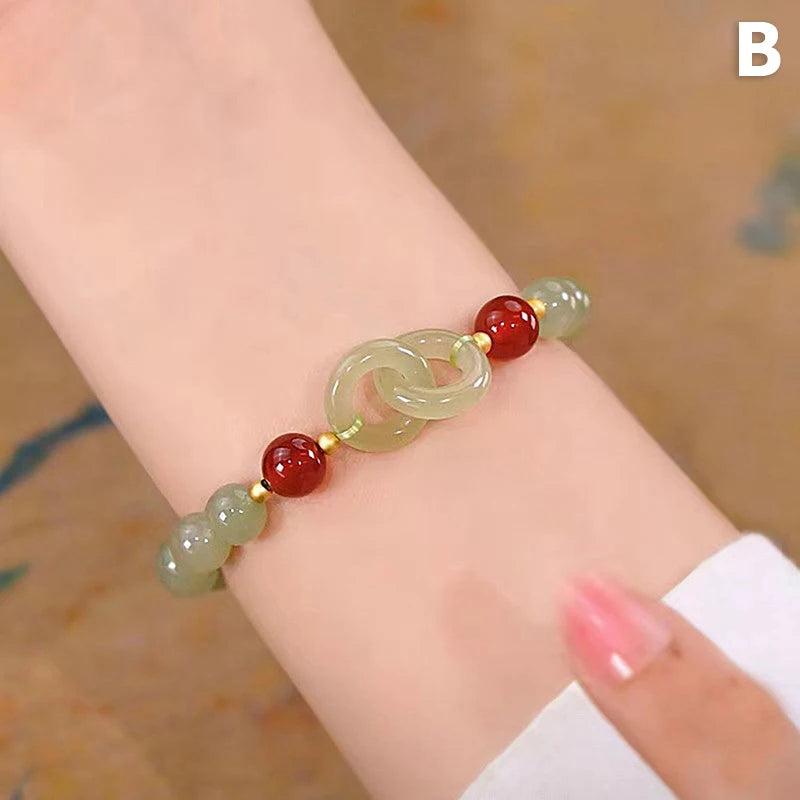 luckacco summer valentine's day gift love heart jade beads charm bracelet for women girl fashion natural bracelet to love jewelry gifts