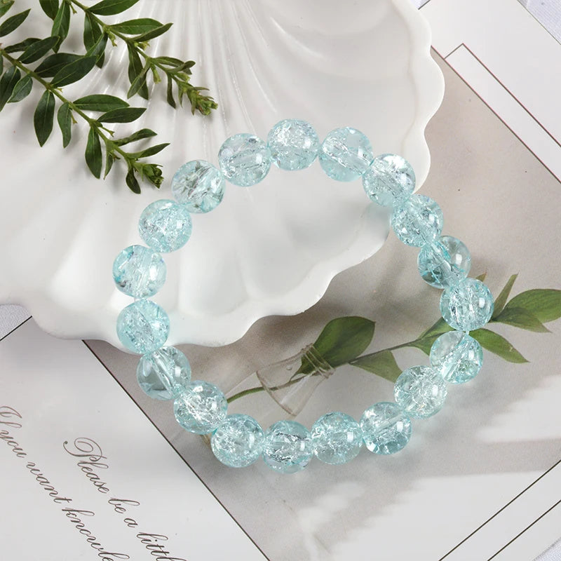 luckacco shinning crystal beads elastic bracelet korean style colorful crystal glass beaded bracelet bangles for women