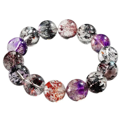 Luckacco Natural Brazilian Collectible Begonia Flower Super Seven Venom Crystal Bracelet Red Super Gold Strawberry Girl Gift