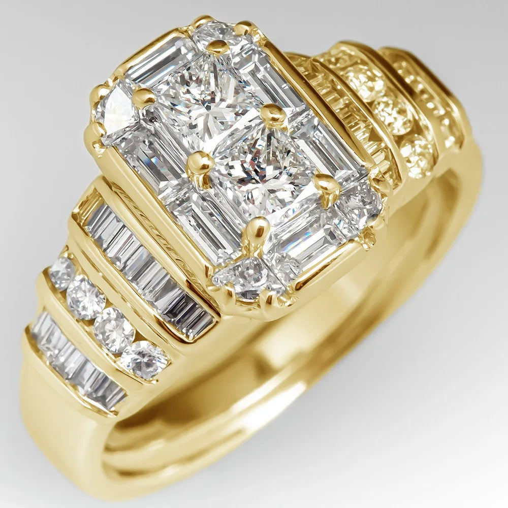 luckacco new retro women square royal princess stylish wedding ladies finger ring  pretty gift valentine's surprise for wife