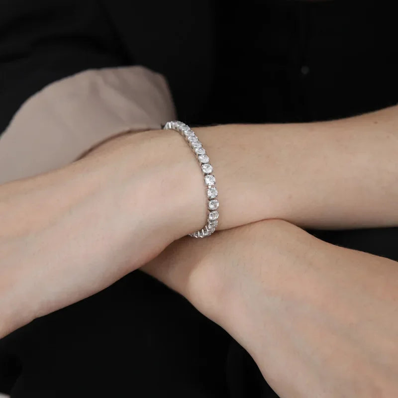 luckacco 17/19cm tennis bracelet cubic zirconia iced out crystal chain bracelet for women luxury men bracelet chain homme jewelry gifts