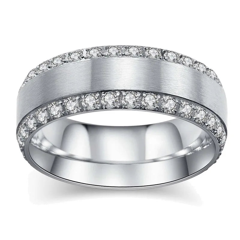 luckacco sweet romantic couple men stainless steel ladies wedding ring set valentine's day jewelry