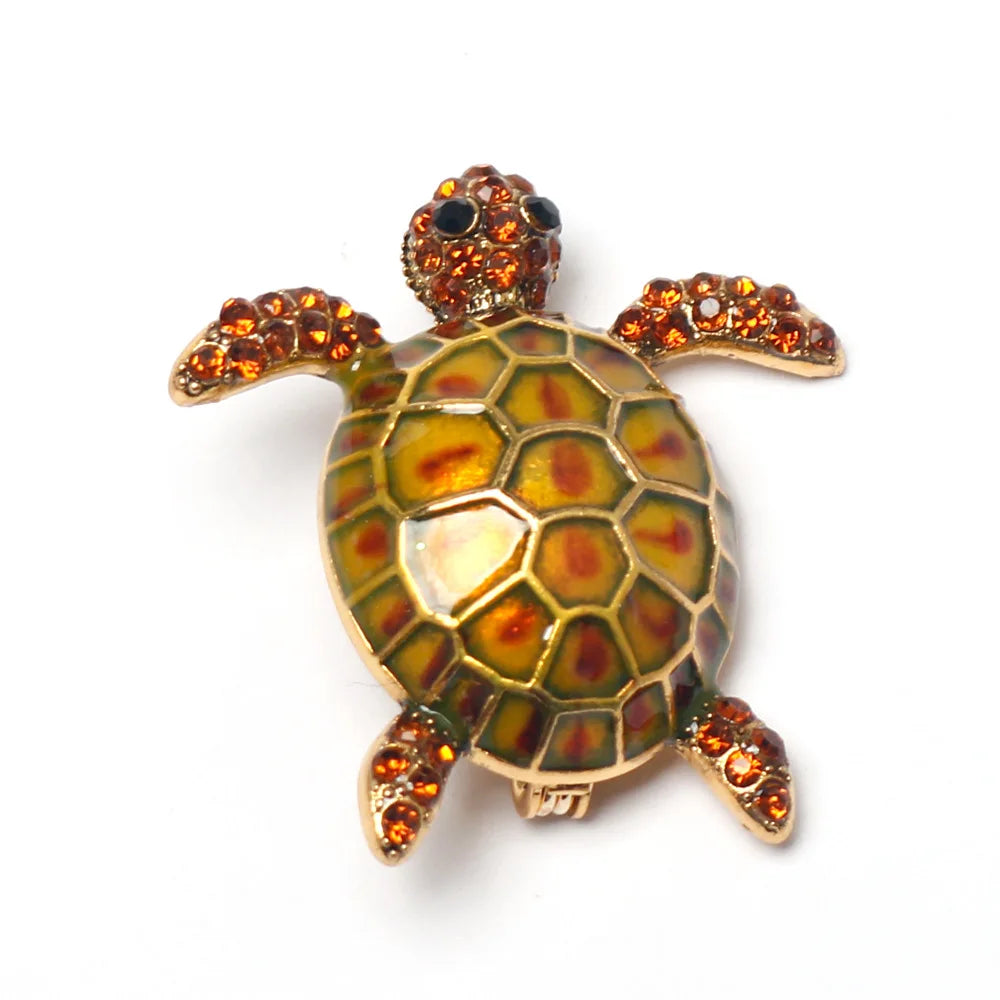 luckacco enamel turtle brooches for women luxury designer classic unique personality animal brooch pins jewelry gift