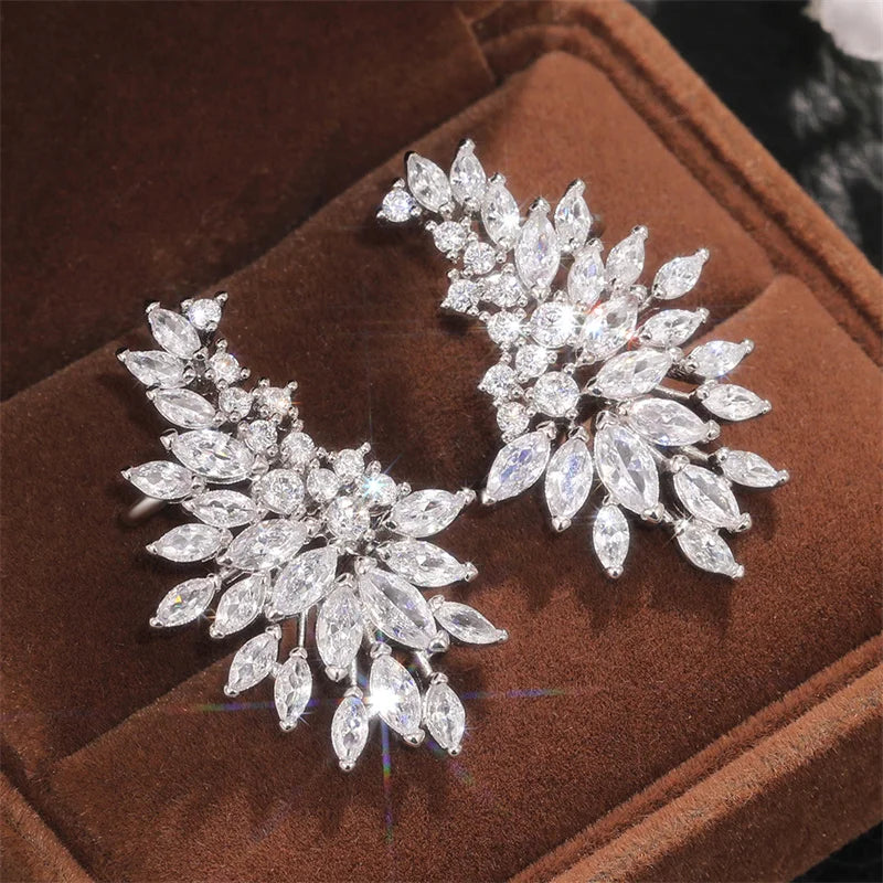 luckacco daily picks sparkling women's cubic zirconia stud earrings gorgeous female wedding party fashion ear piercing accessories new jewelry