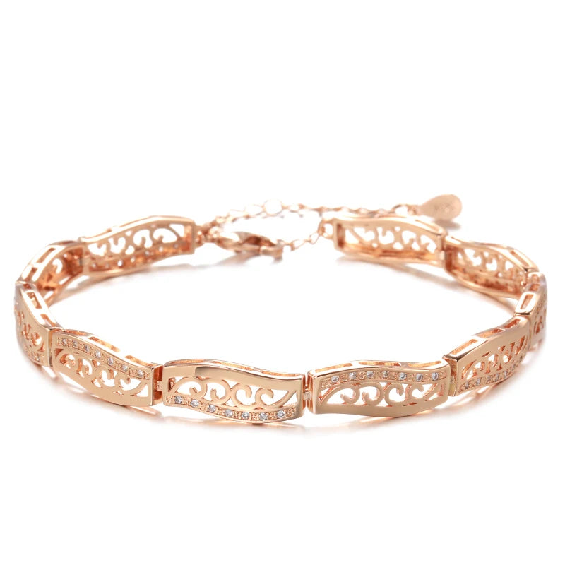 luckacco kinel fashion 585 rose gold ethnic bride bracelet for women luxury natural zircon vintage wedding fine jewelry 2022 new