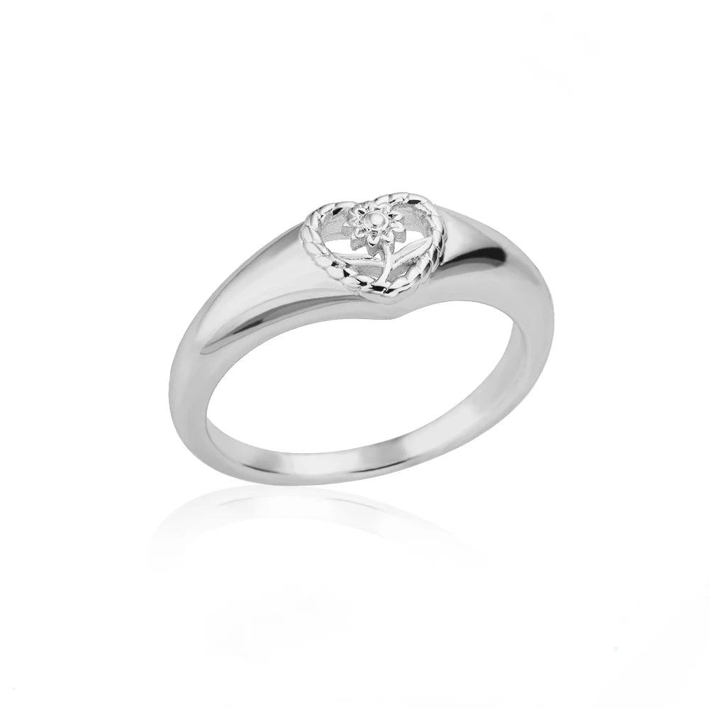 luckacco sunflower heart rings for women gold color stainless steel ring female engagement wedding party finger jewelry gift 2024 trend