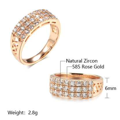 Luckacco Wbmqda Sparkling Full Zircon Ring For Women 585 Rose Gold Color Romantic Wedding Engagement Accessories Best Jewelry Gift