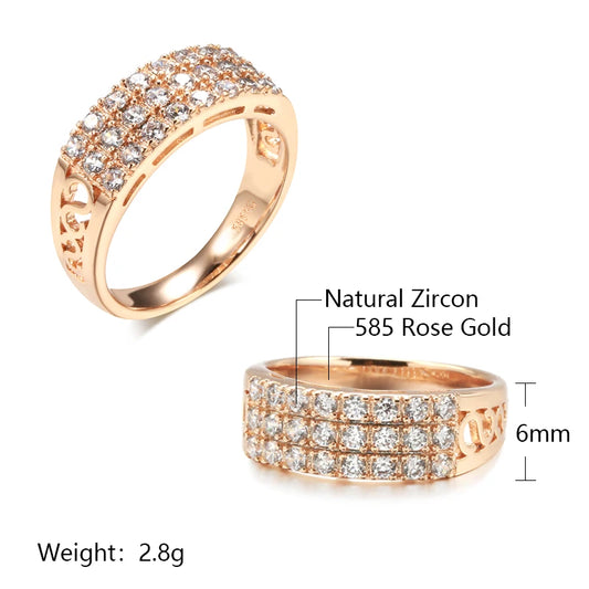 Luckacco Wbmqda Sparkling Full Zircon Ring For Women 585 Rose Gold Color Romantic Wedding Engagement Accessories Best Jewelry Gift