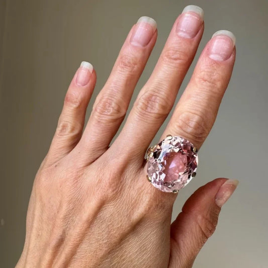 Luckacco 1 Fine Geometric Gorgeous Style Zirconia Metal Gold Color Pink Color Cocktail Ring Size 6-10