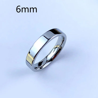 Luckacco 6/8mm Smooth Customized Stainless Steel Silver Color Ring for Women Men Custom Engrave Name Logo Lover Couple Charm Jewelry Gift
