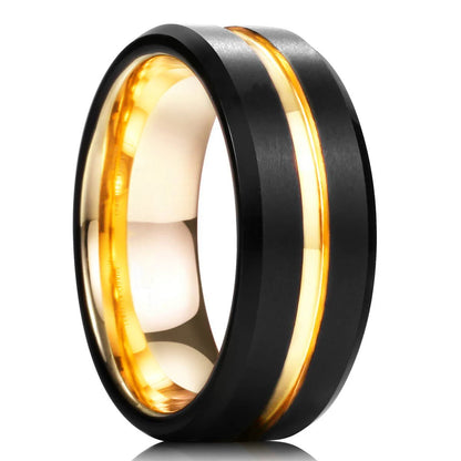 Luckacco Fashion 8mm Black Tungsten Wedding Celtic Dragon Rings Inlaid Blue Zircon Stainless Steel Rings for Men Blue Carbon Fibre Ring