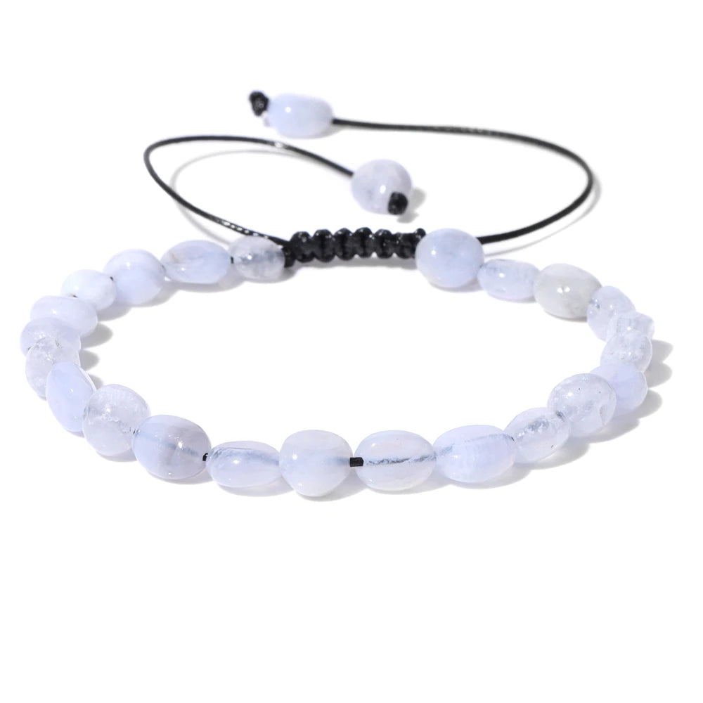 luckacco natural crystal gravel stone bracelets for women healing irregular amethysts lapis lazuli rose quartzs chain bracelet jewelry