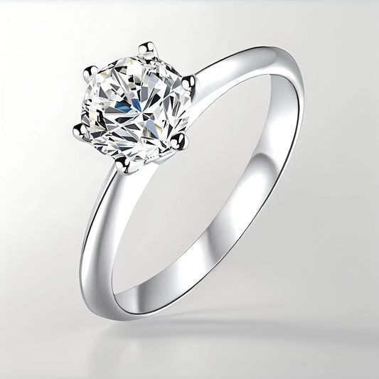 Luckacco Classic Real 1 Carat D Color Moissanite Wedding Rings For Women White Gold Plated 100% 925 Sterling Silver Bridal Fine Jewelry